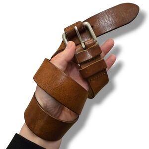 Vintage y2k Gap Leather Belt Silver Buckle 30" Rustic Western dirtbag grunge